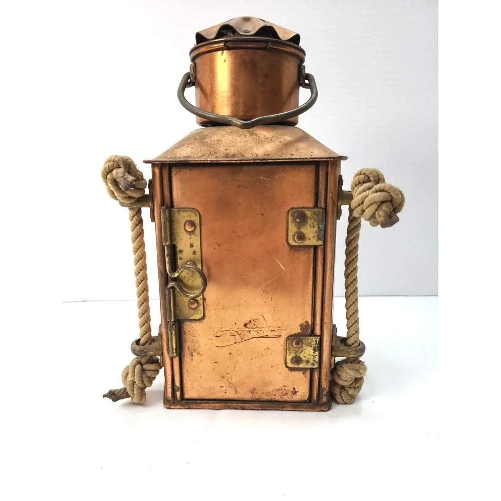 Vintage TOPLICHT Copper & Brass Masthead Ship Lantern |‎ Nautical Fresnel Lens